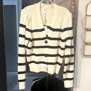Flawless Medium Cream Cardigan with Black Stripes